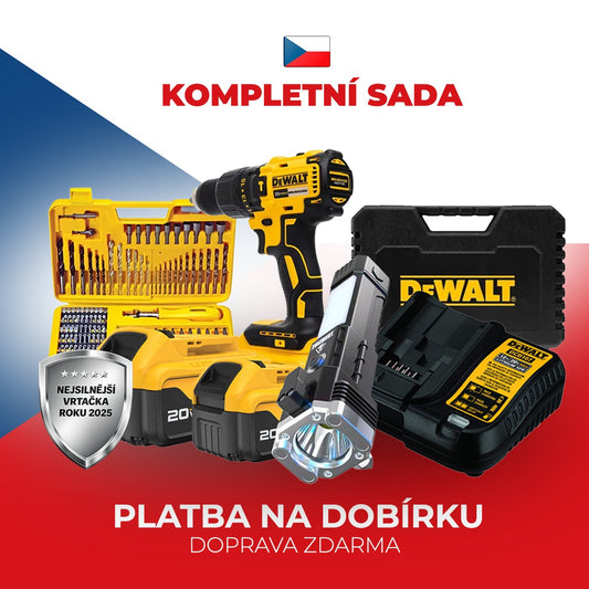 Akumulátorový vrtací šroubovák DWT | Kompletní sada + 2 baterie + 35 příslušenství